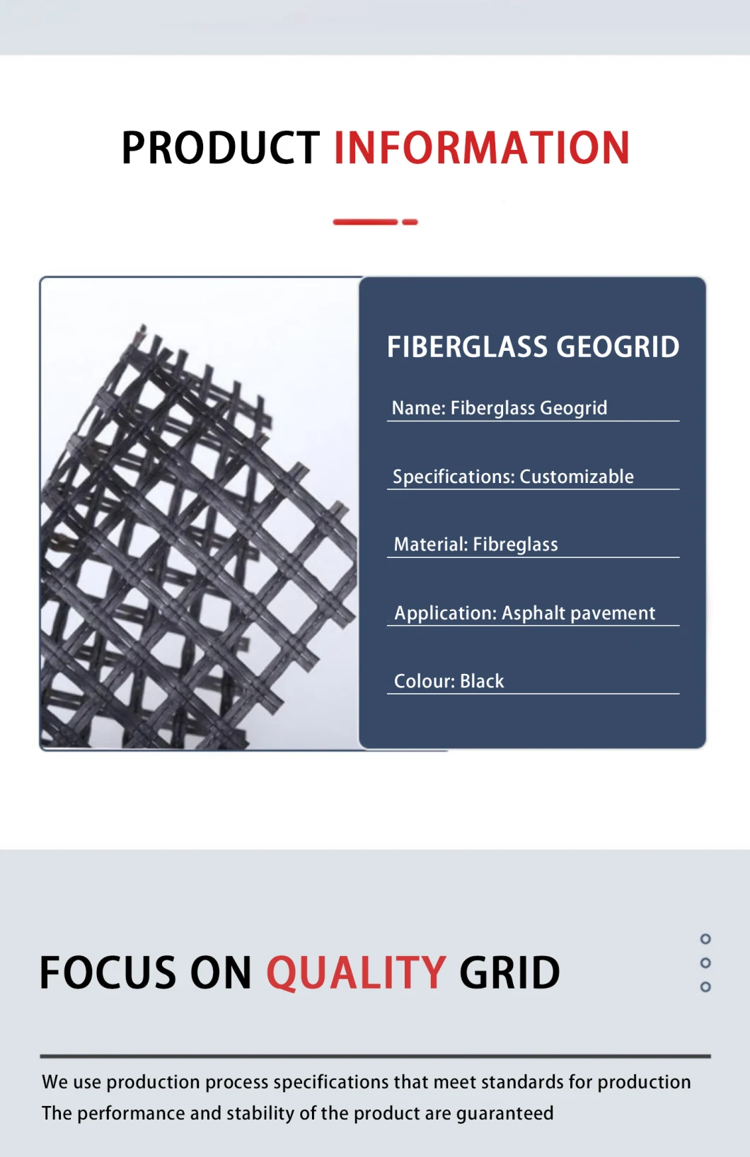High Quality Fiberglass Mesh Grid Glass Fibre Geogrid for Road Reinforcement for Sale