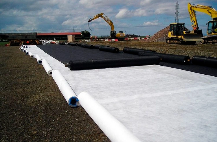 Geosynthetics Pet PP Non-Woven Textile Spunbonded Polypropylene Polyester Fabric Silt Non Woven Geotextile for Road Construction Building Construction Price